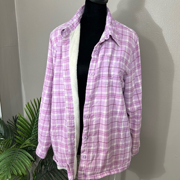 L.L. Bean Tops Ll Bean Womens Purple Pink Plaid Fleece Lined